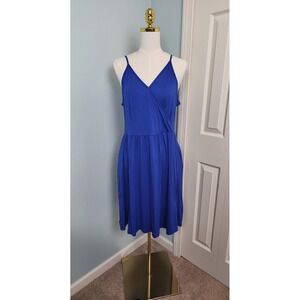 NWT WEACZZY Womens XL Sleeveless Dress Wrap Dress Sundress Blue V-Neck Pockets
